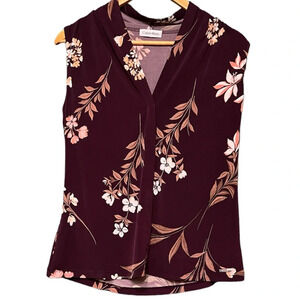 Calvin Klein sleeveless top size medium (M), floral design purple, sleeveless